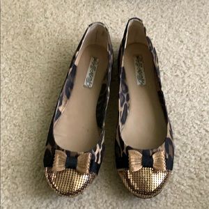 Naughty monkey leopard and gold flats